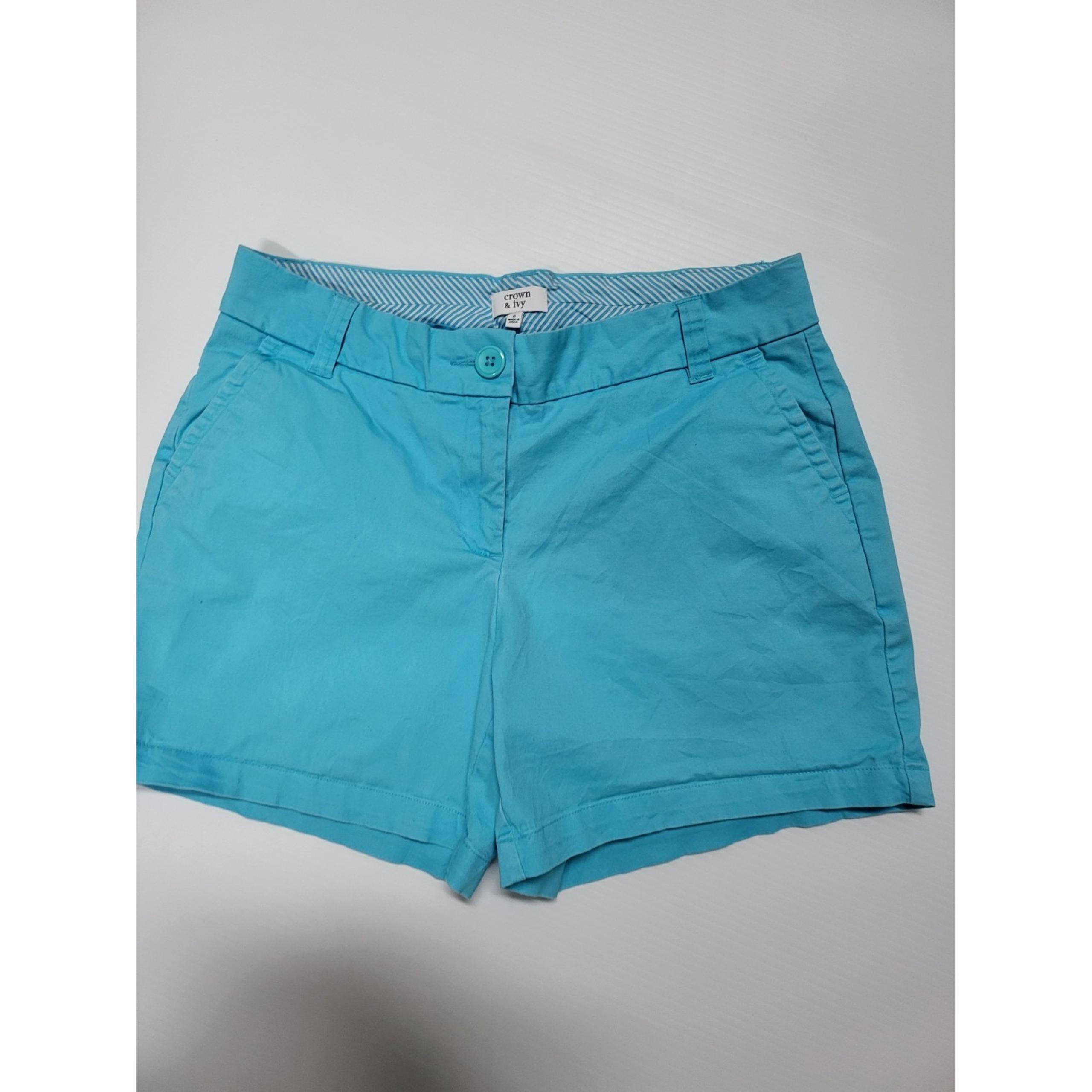 Crown & Ivy Blue Bermuda Shorts Causal Cotton Blend