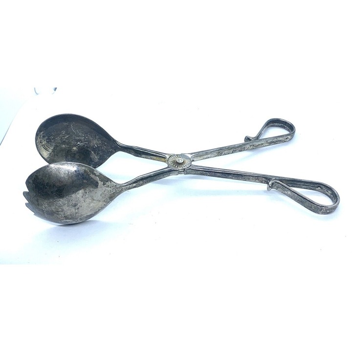 Vintage Silver Plated Scissor Sandwich Pastry Salad Tongs EP Zinc Server
