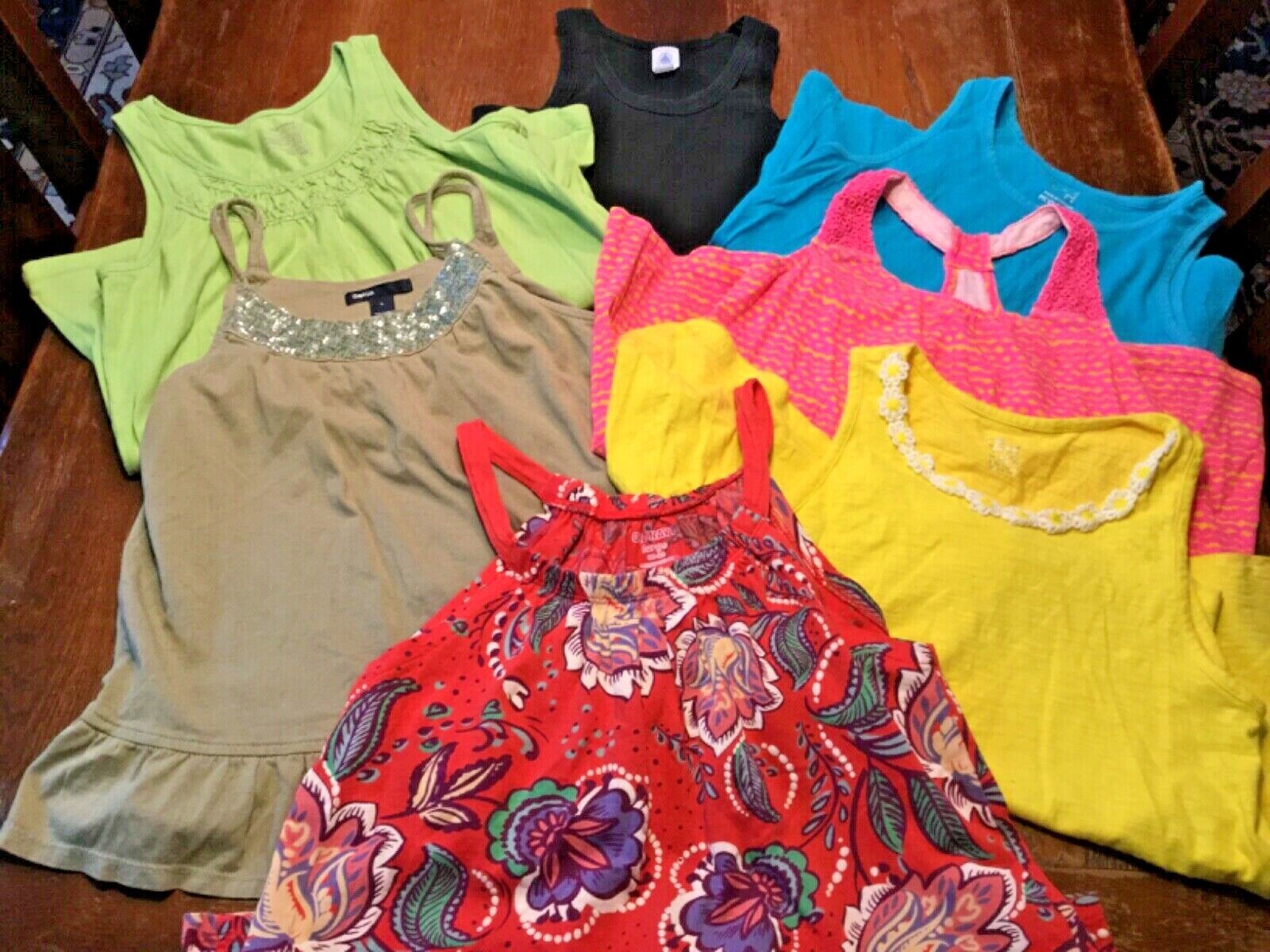 Lot Of Eight Girls Tank Tops Sz 10-12 Various Brands/Pattern s