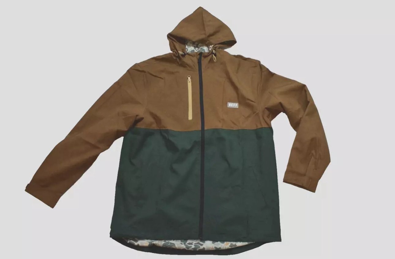 Neff Mens Shell Game Reversible Brown/Green Camo Duck Jacket NWT l