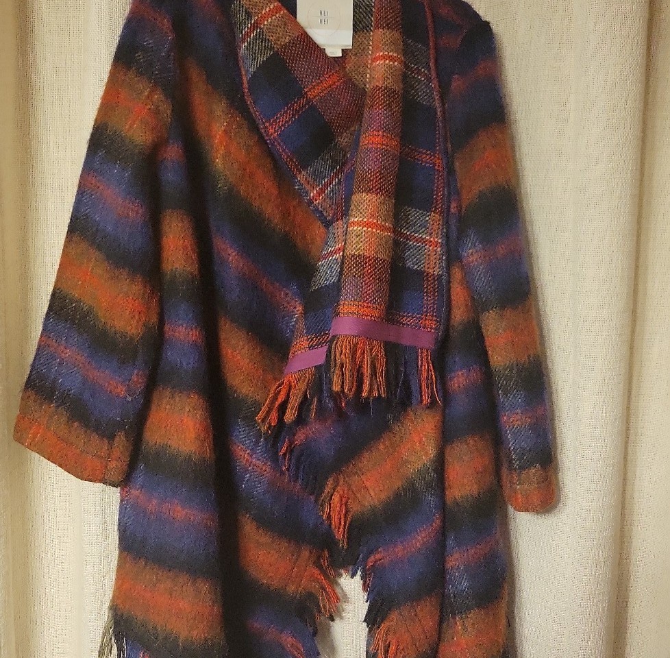 Anthropologie Hei Hei Size XS/S Oversized Plaid Tartan Wool blanket coat jacket