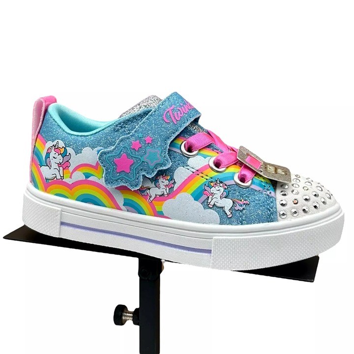 Skechers Toddler Girl's Twinkle Toes Slip-on Sneakers Size 9 Pink/Light Blue