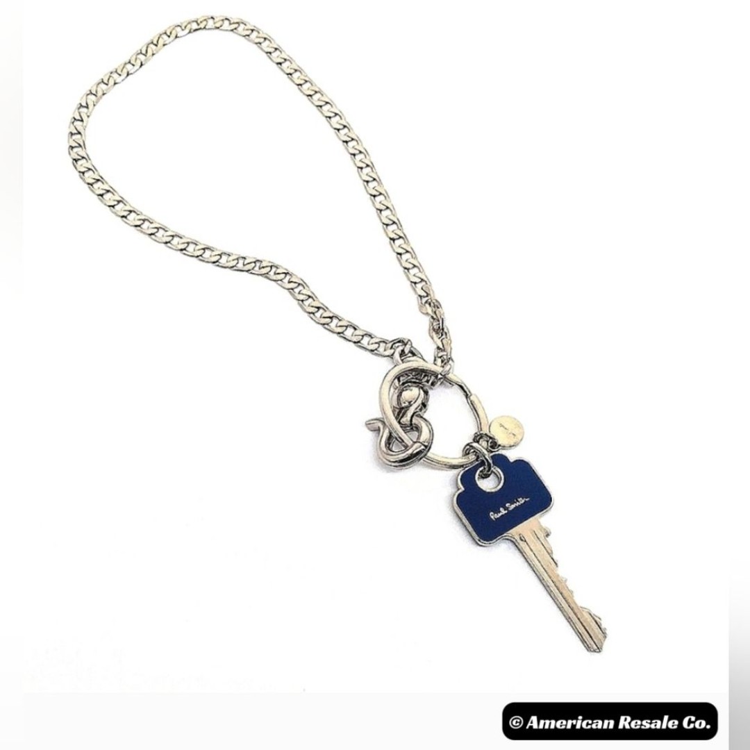 Vintage Paul Smith Blue Key Keychain 16 Necklace in Silver rare