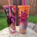 Starbucks Neon Orange Floral & Starbucks holographic Pink Cactus Floral tumblers