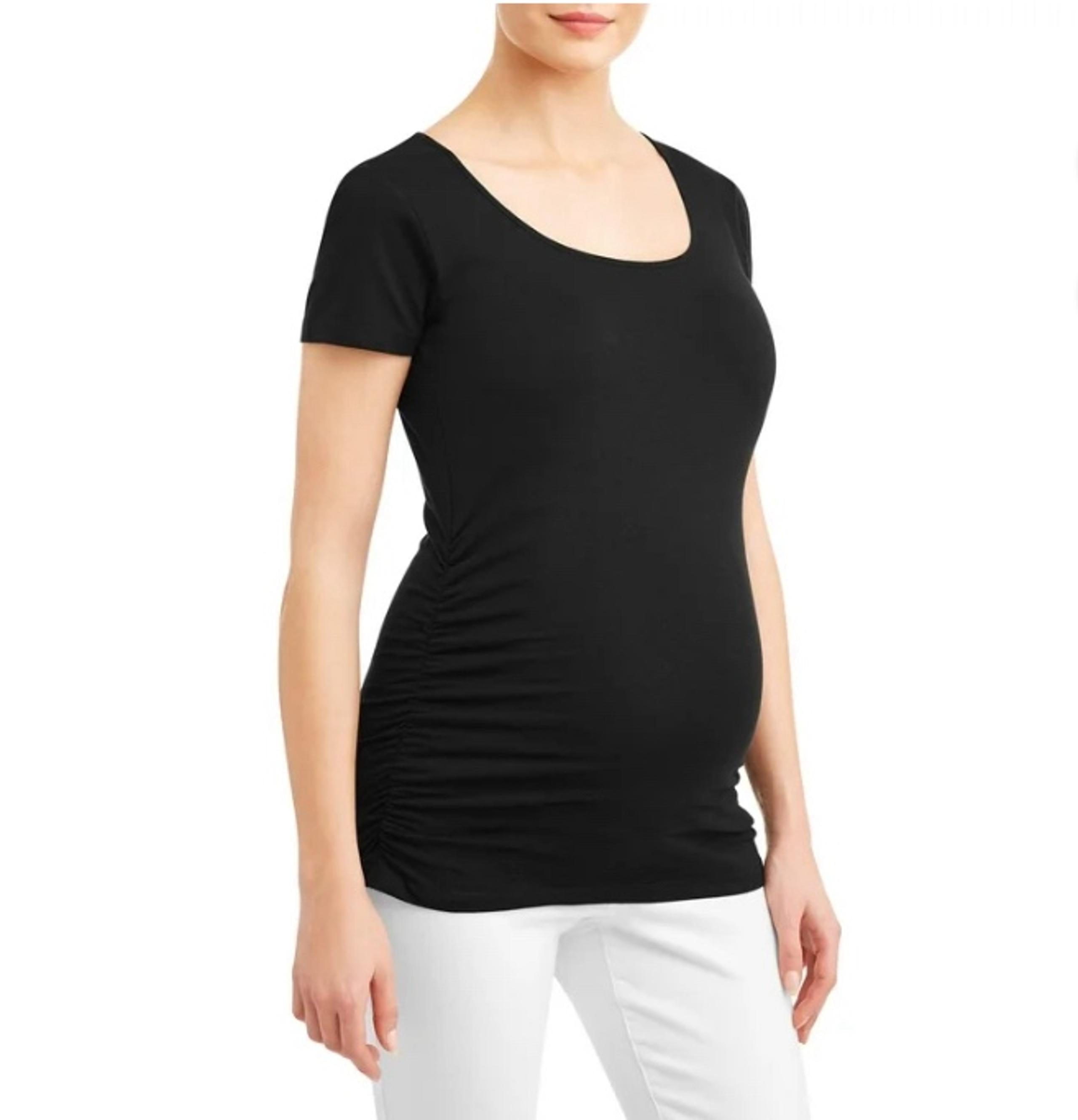 Oh! Mamma Maternity Women’s Black T-Shirt With Side Ruching Size Small NWT!