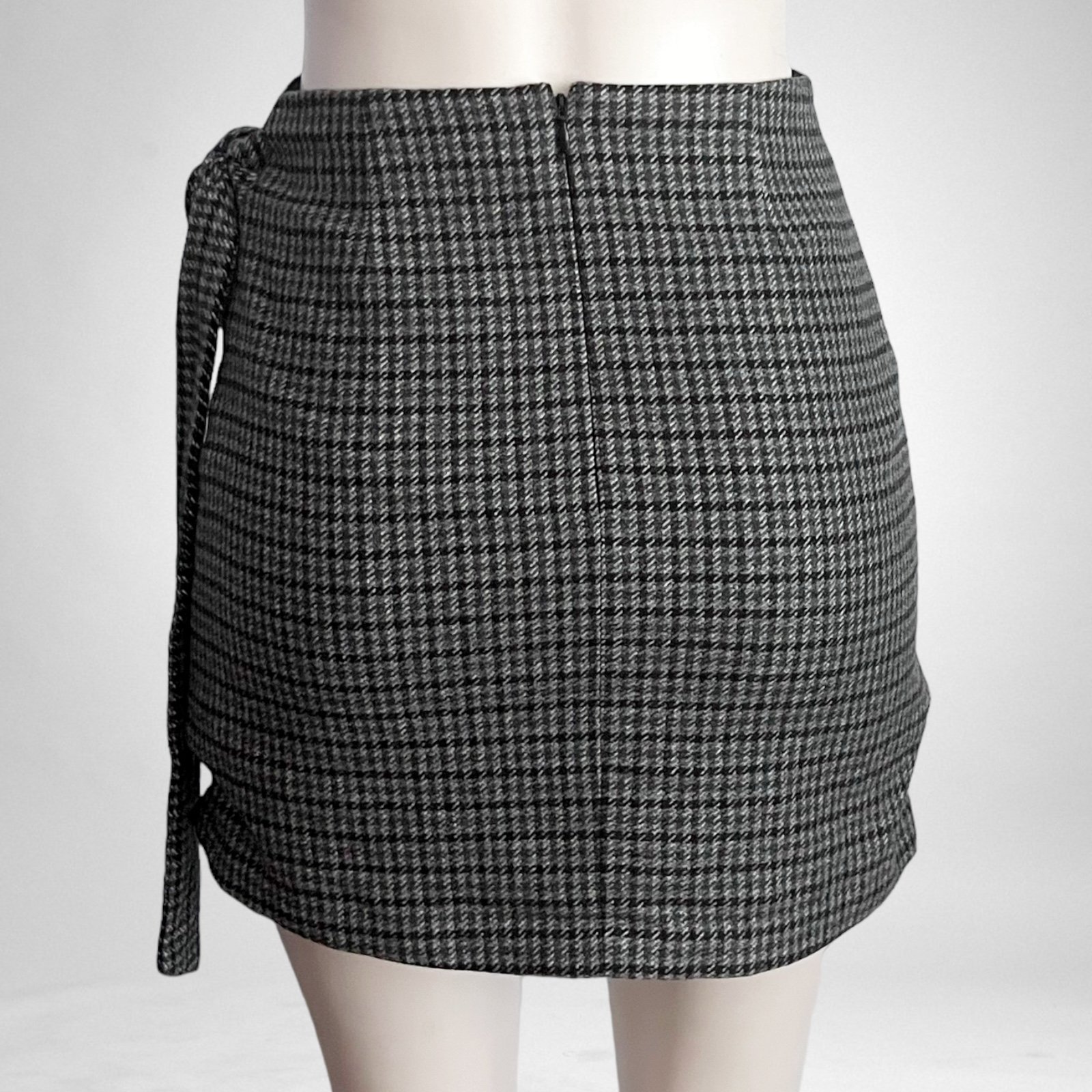 Wilfred Wrap Front Mini Skirt Grey Plaid Wool Cashmere Blend SZ 2 bNaVlwGTk