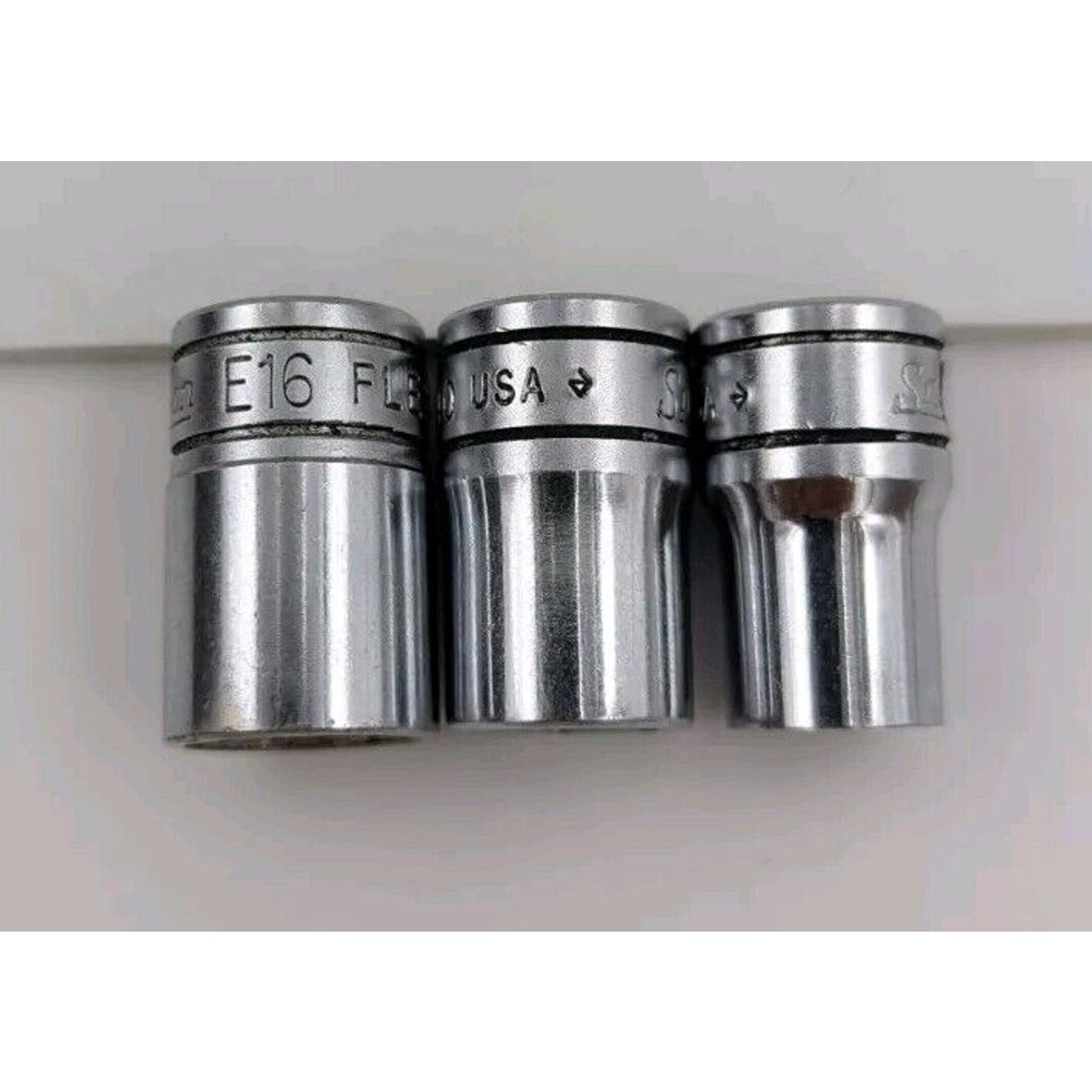 Snap-on 3/8 Drive Torx Shallow Sockets E14 E 16/12 FLE120 FLE140 FLE160 Lot of 3