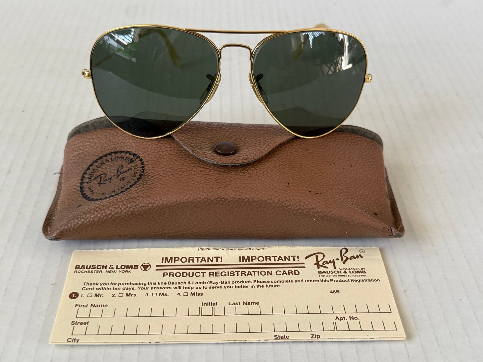 Vintage Bausch & Lomb B&L Ray Ban Gold Aviators 62x14 1980’s + Case