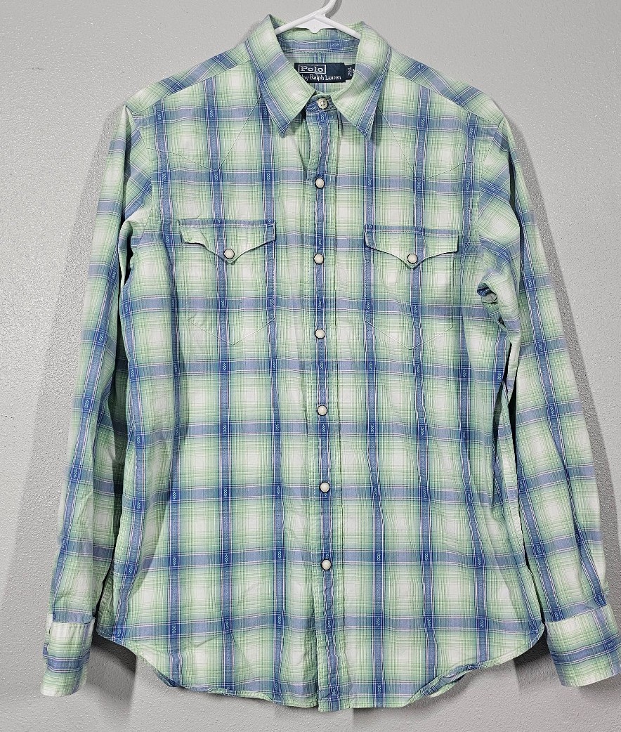 Polo Ralph Lauren Western Pearl Snap Shirt Vintage Retro 90s Men Sz Medium