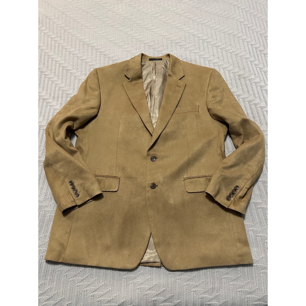 Chaps tan faux suede two button blazer size 42R