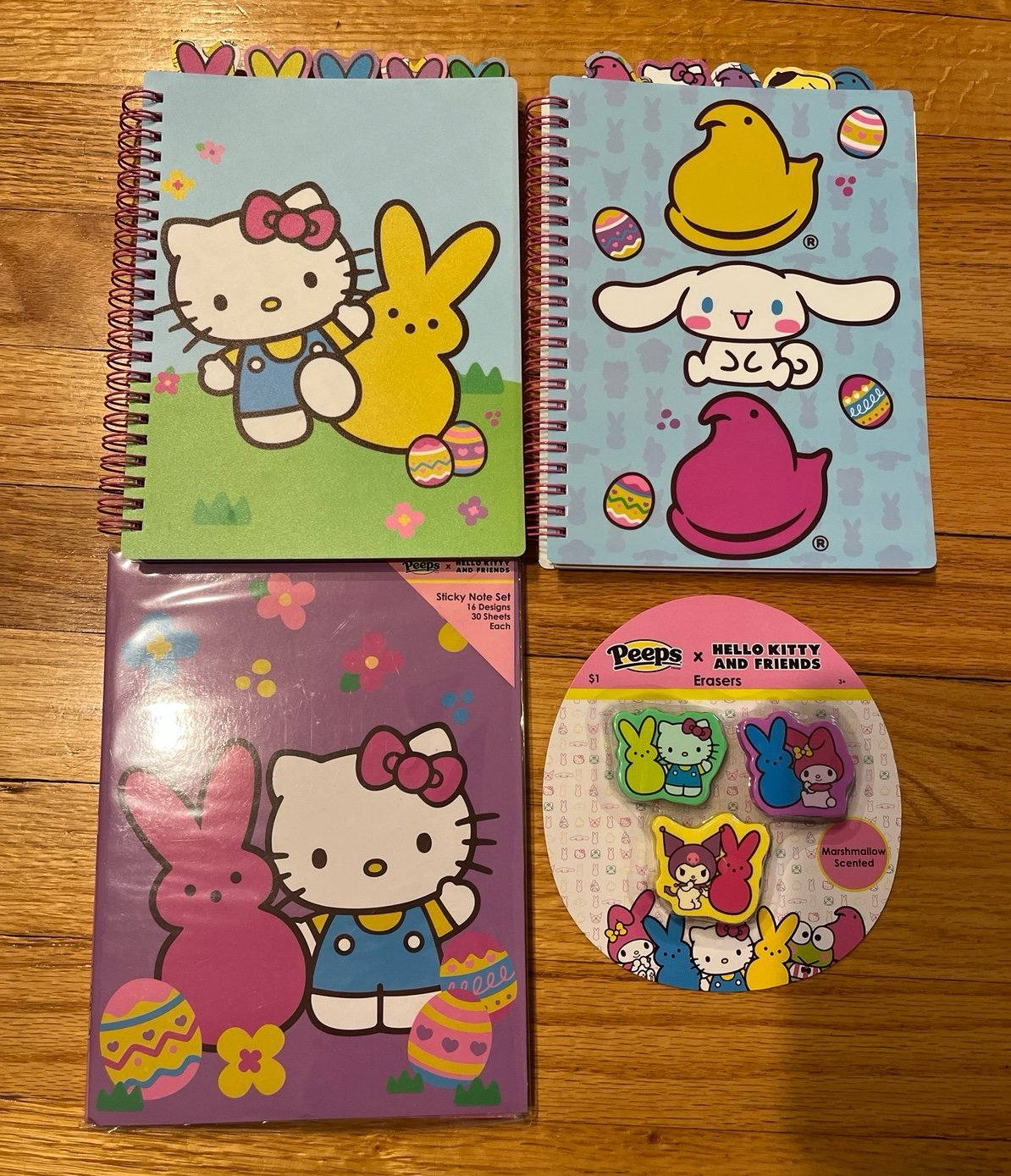 PEEPS Hello Kitty Tab Journals, sticker note set and erasers