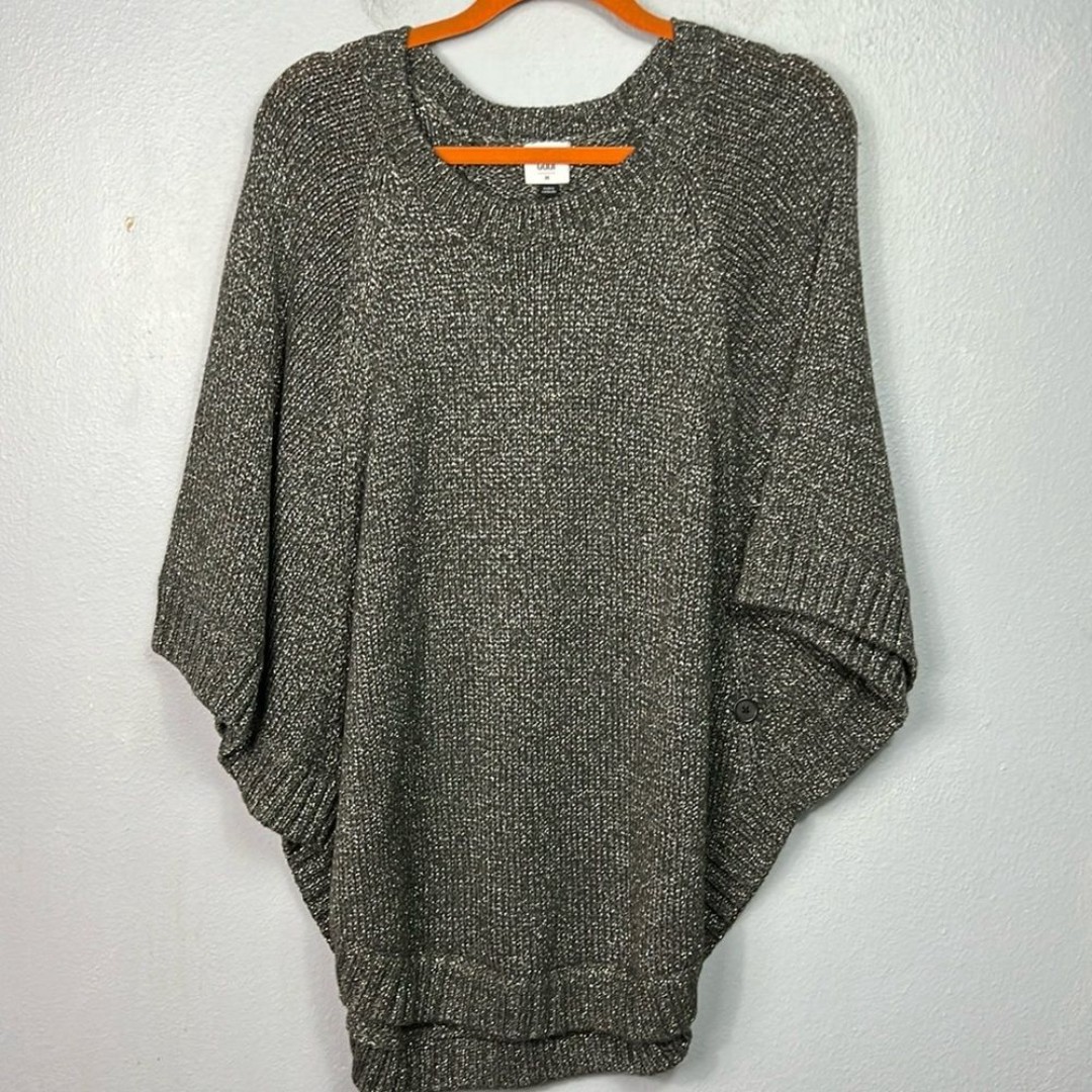 Cabi Shimmer Poncho Gray & Silver Sweater Medium