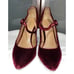 Cecilia New York Red Crushed Velvet Patent Maryjanes Strap Pumps Heels Size 9.5