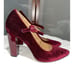 Cecilia New York Red Crushed Velvet Patent Maryjanes Strap Pumps Heels Size 9.5