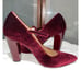 Cecilia New York Red Crushed Velvet Patent Maryjanes Strap Pumps Heels Size 9.5