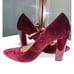 Cecilia New York Red Crushed Velvet Patent Maryjanes Strap Pumps Heels Size 9.5