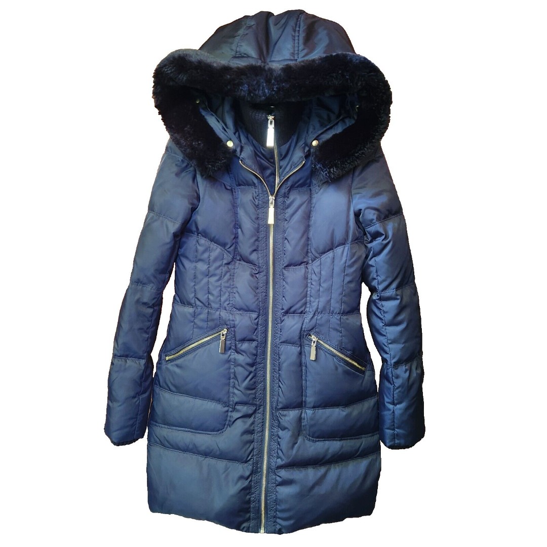 Vince Camuto Faux Fur Trim midweight down coat women XS Winter puffer