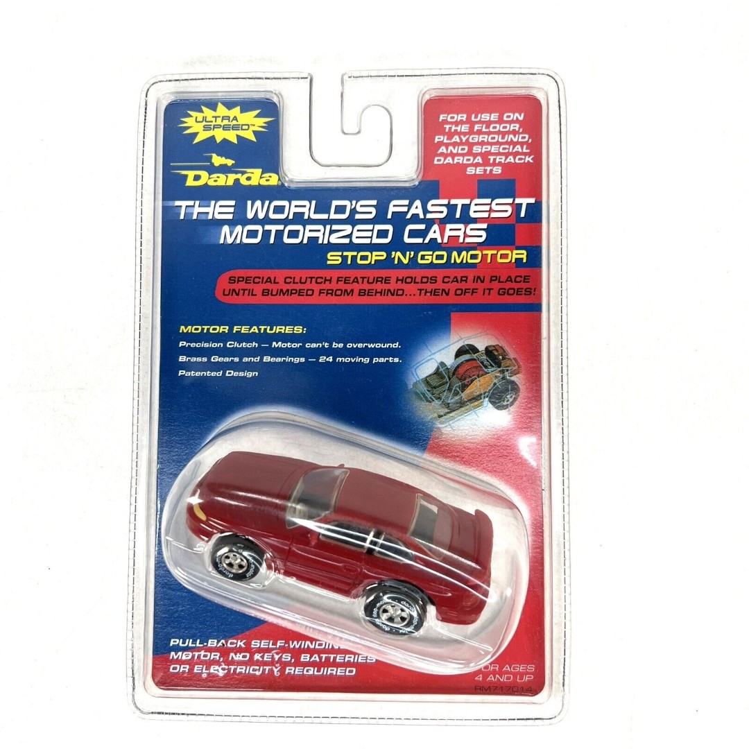 2000 Darda USA Stop 'N' Go Motorized Pull-Back Red Ford Mustang, New Vintage NIP