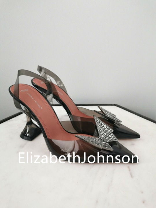 Mach & Mach Crystal Butterfly Embellished Pvc Slingback In Emerald Pumps