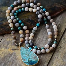 Natural Raw Amazonite Gemstone Healing Inspirational Balance Calming Necklace