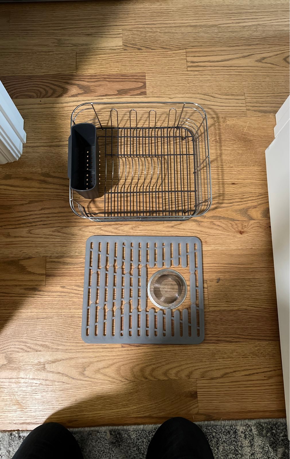 Kitchen sink mat, rack, and strainer
