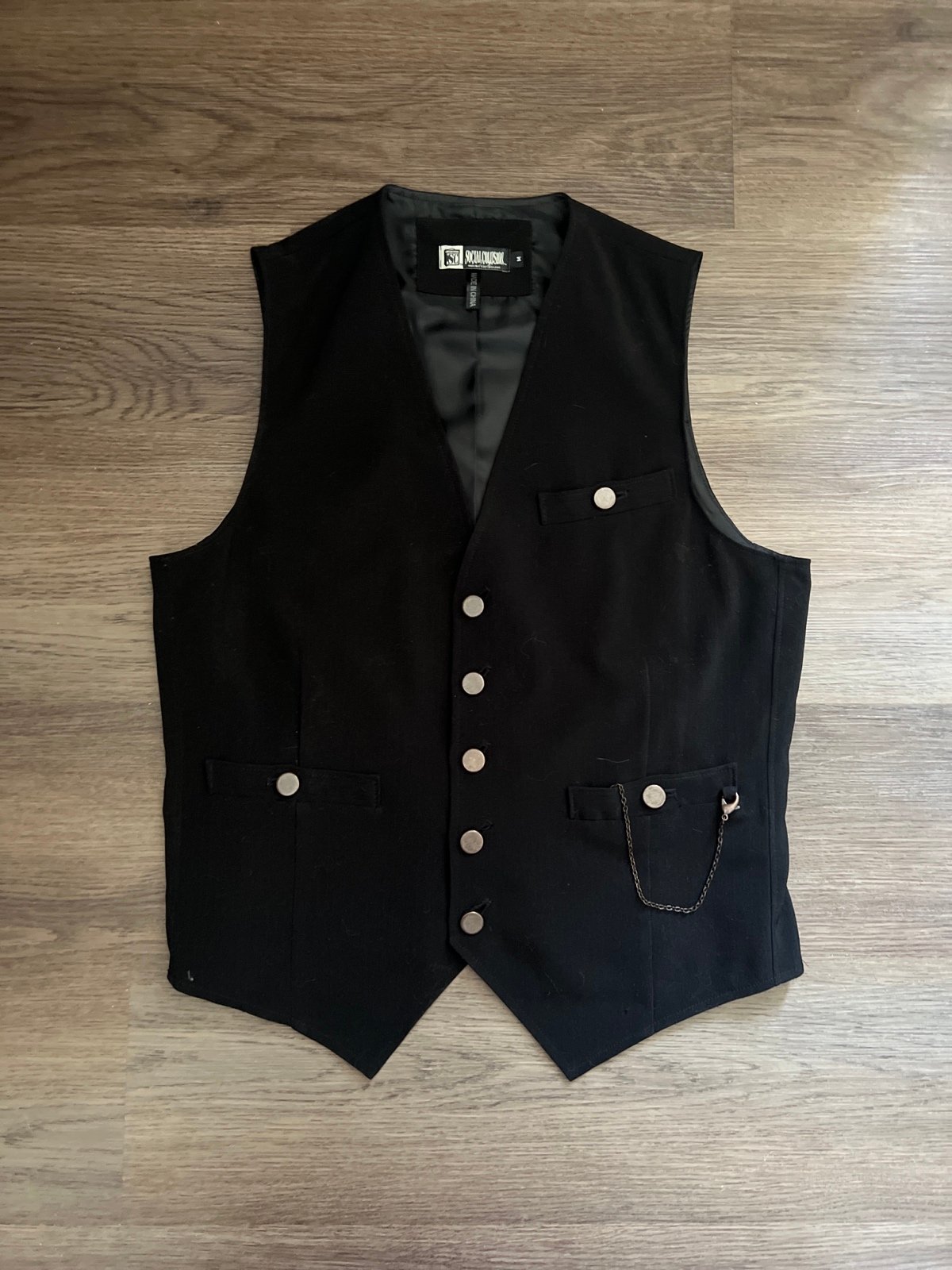 Social Collision Men’s Vest with Pocket Chain - Size M