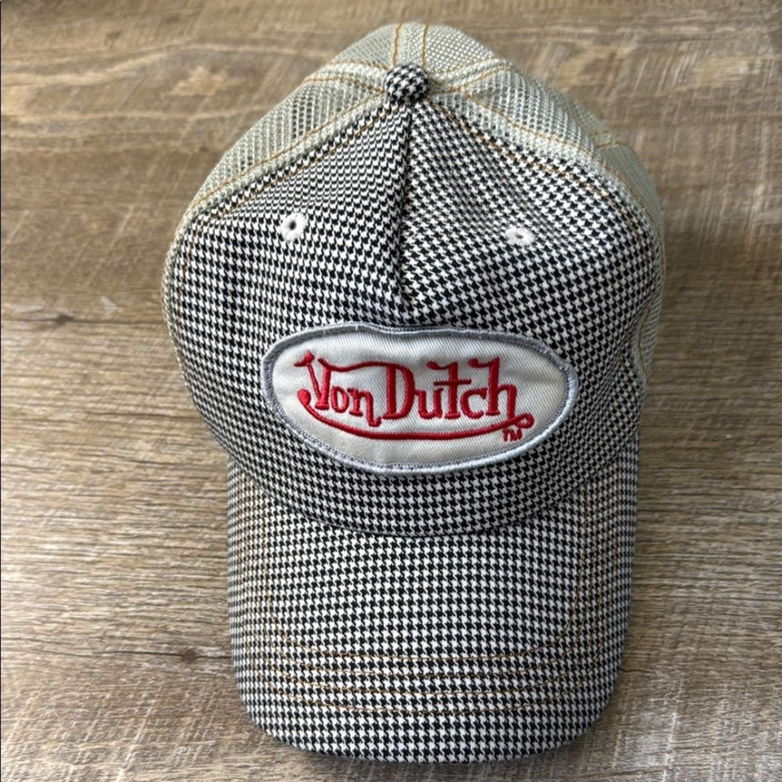 Von Dutch Vintage Black and White Checkered Hat OS