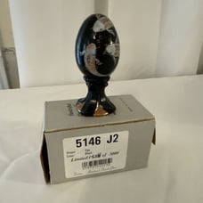 Fenton Glass Black Egg Hand Painted Signed LE #1556/3000 Exotic Koi Fish Motif