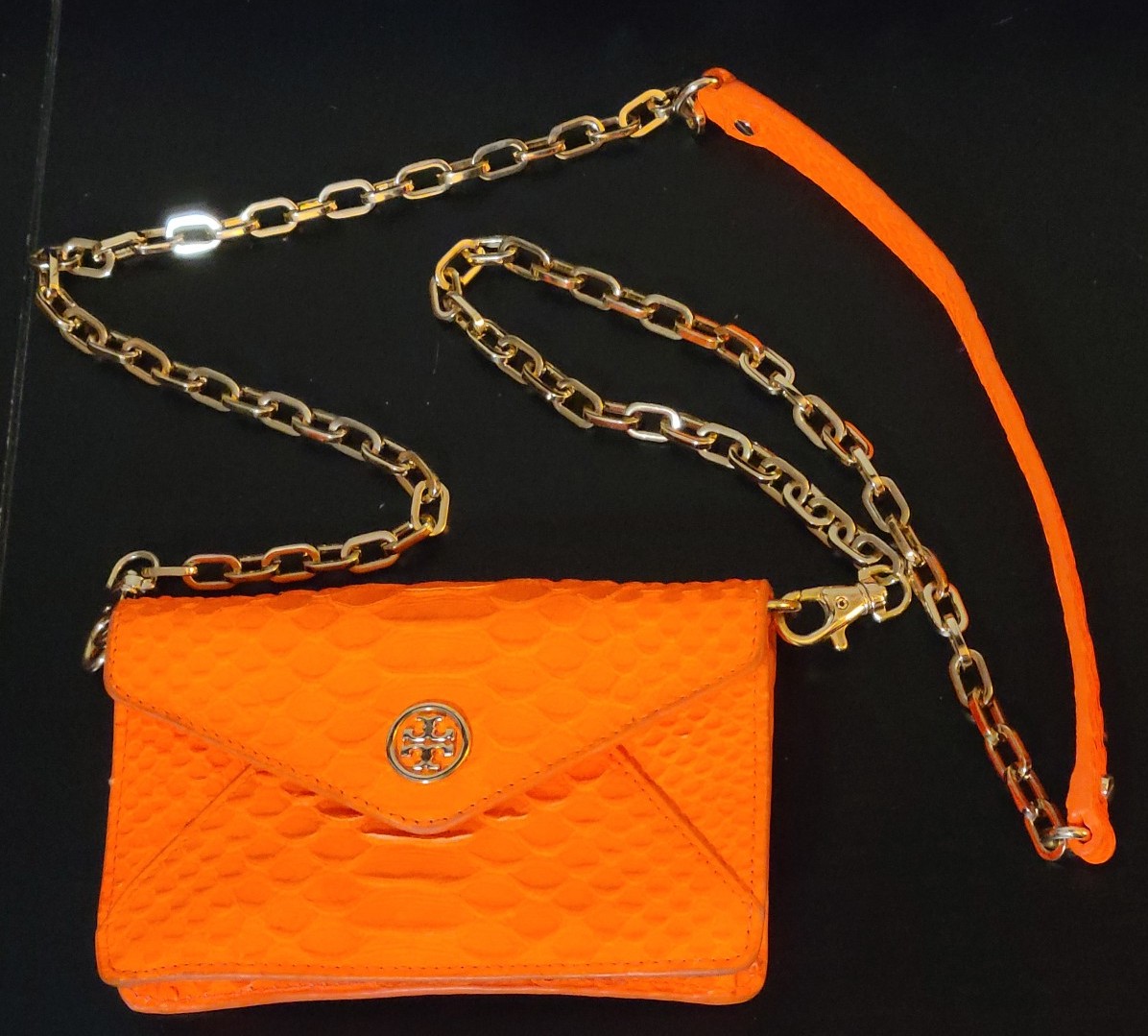 Tory Burch Orange Mini Purse Handbag Chain Crossbody