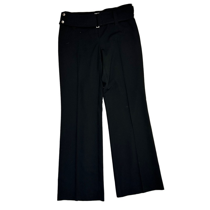 Vintage Cache Womens 10 Black Belted Wide Leg Flare Pants USA