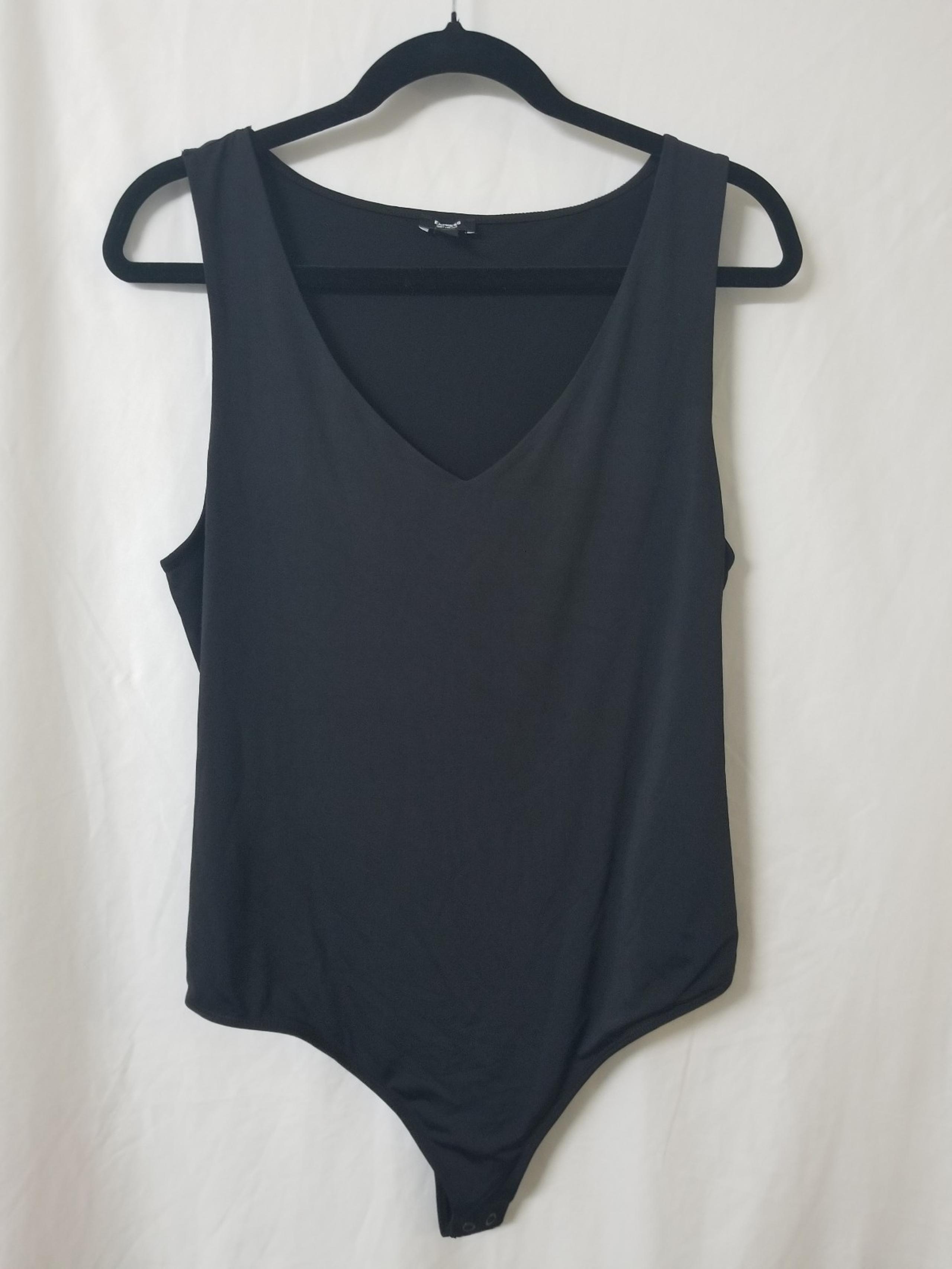 Like New Womens EXPRESS Black BODY CONTOUR Sleeveless Bodysuit Size XL