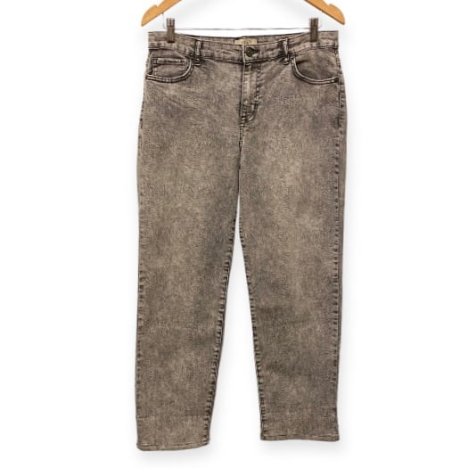 LOGO 10 Lori Goldstein Boyfriend Jeans Gray Acid Wash Mid Rise Stretch Tapered
