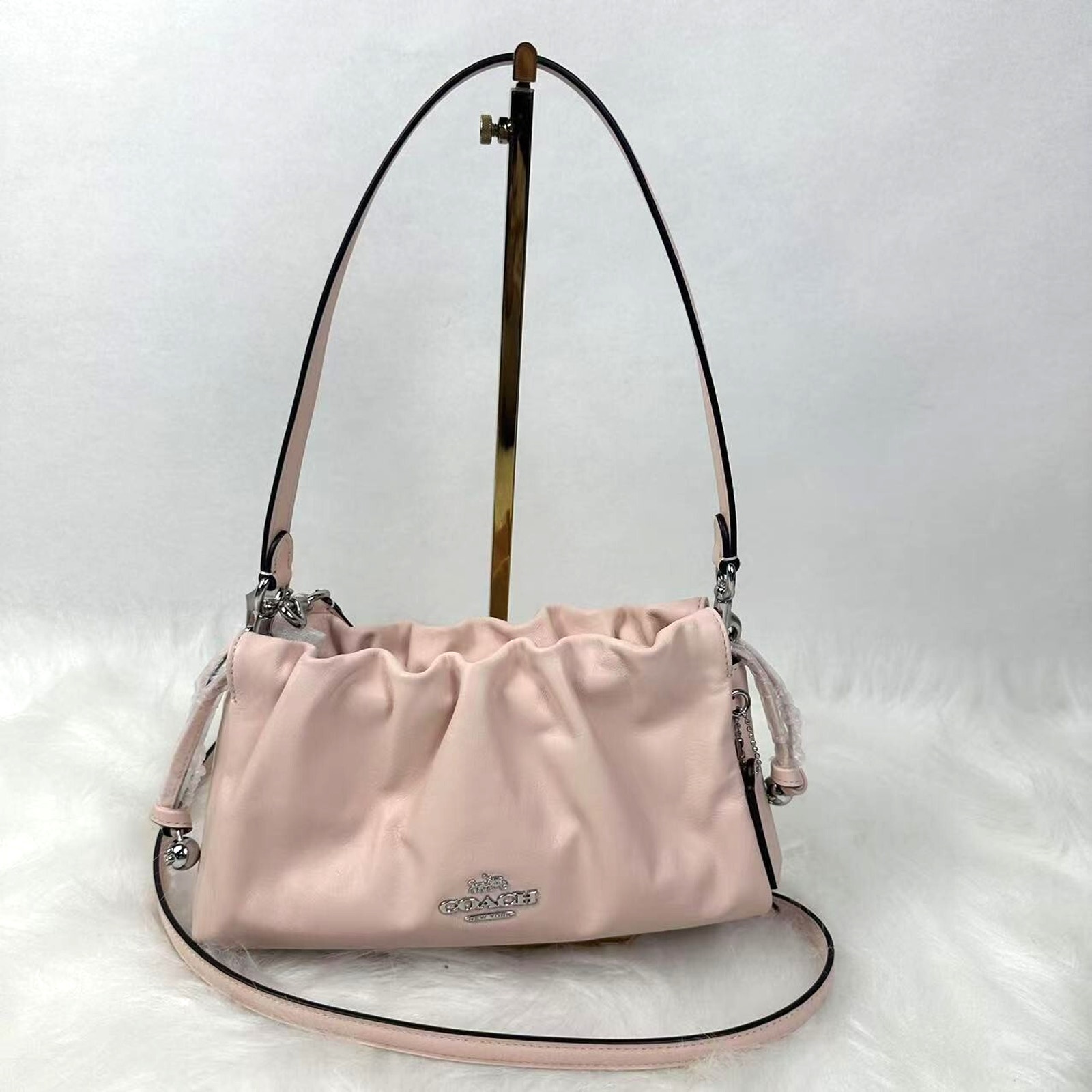 Coach Faye Shoulder Crossbody Bag With Ruching In Blush Pink CV529 NWT