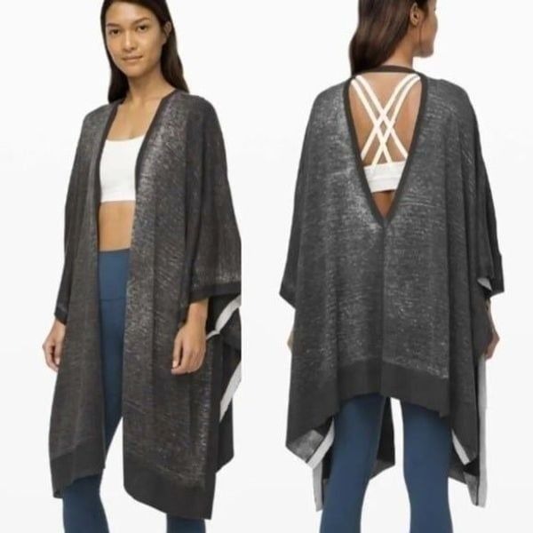 LULULEMON Wrap One Size Throw It On Wrap Cashmere Cozy Slouchy Oversized Gray
