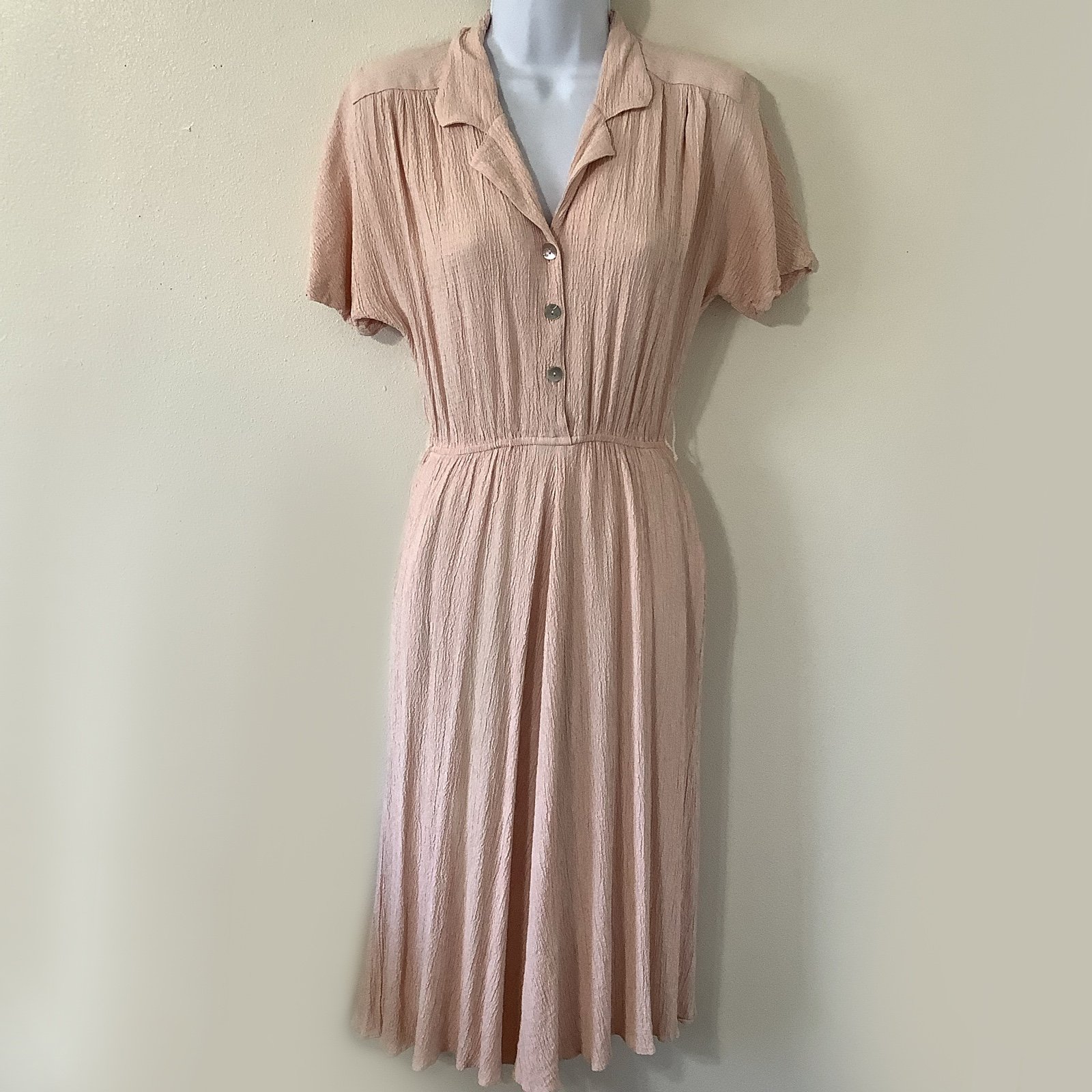 Carol Anderson Vintage Cottagecore Pin Up 40s Style Button Front Midi Dress Sz 6