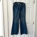 Good American Good Legs Flare Denim Jeans Twisted Front Slit Indigo029 8/29