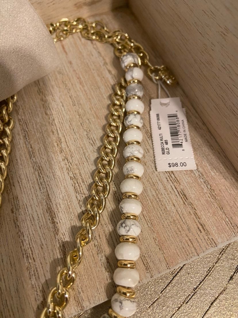 New! Kendra Scott Rebecca Gold Multi Strand Necklace In White Howlite