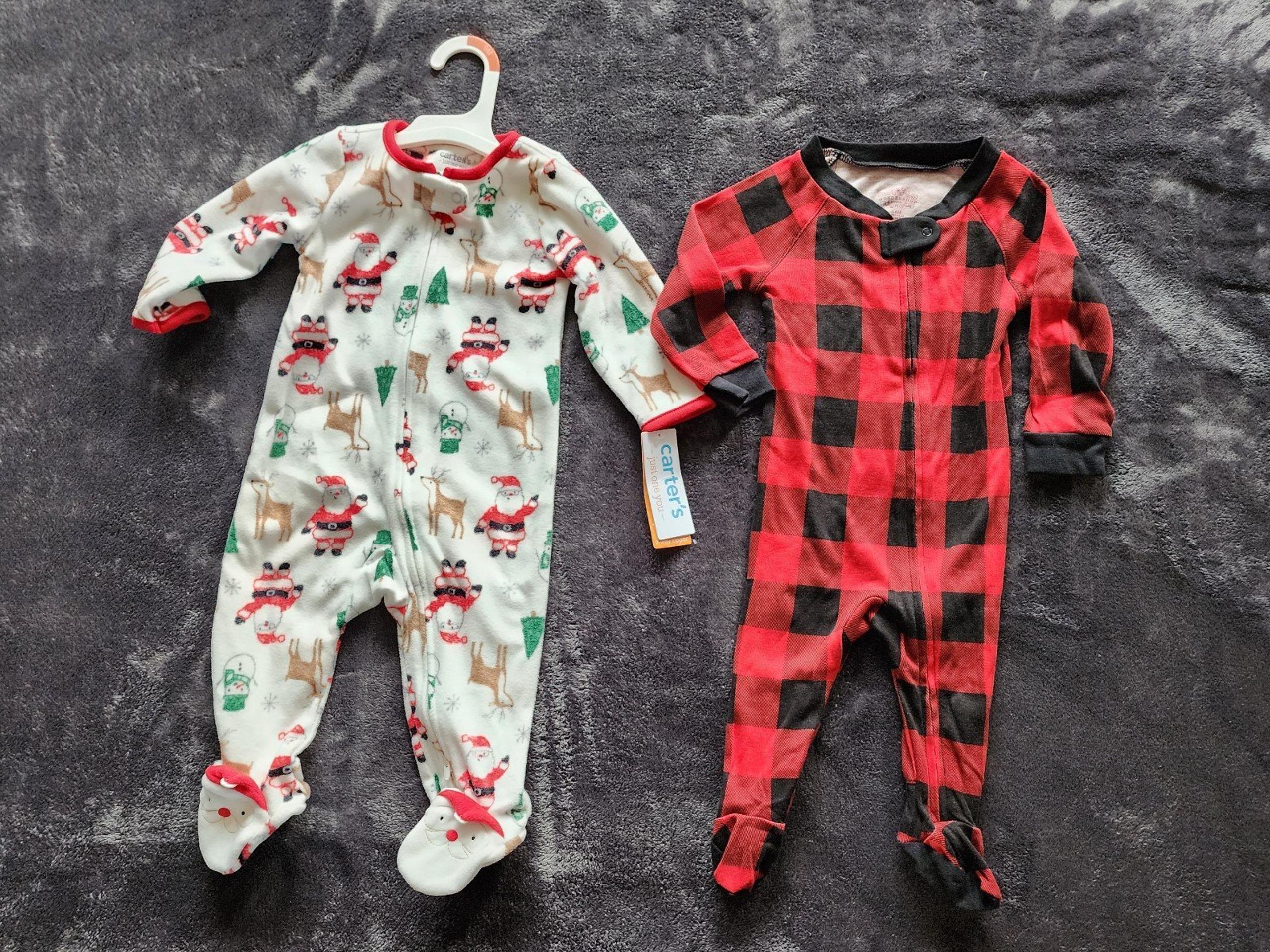 NEW baby boy/ girl Christmas footed pajamas bundle of 2, size 6/9 months