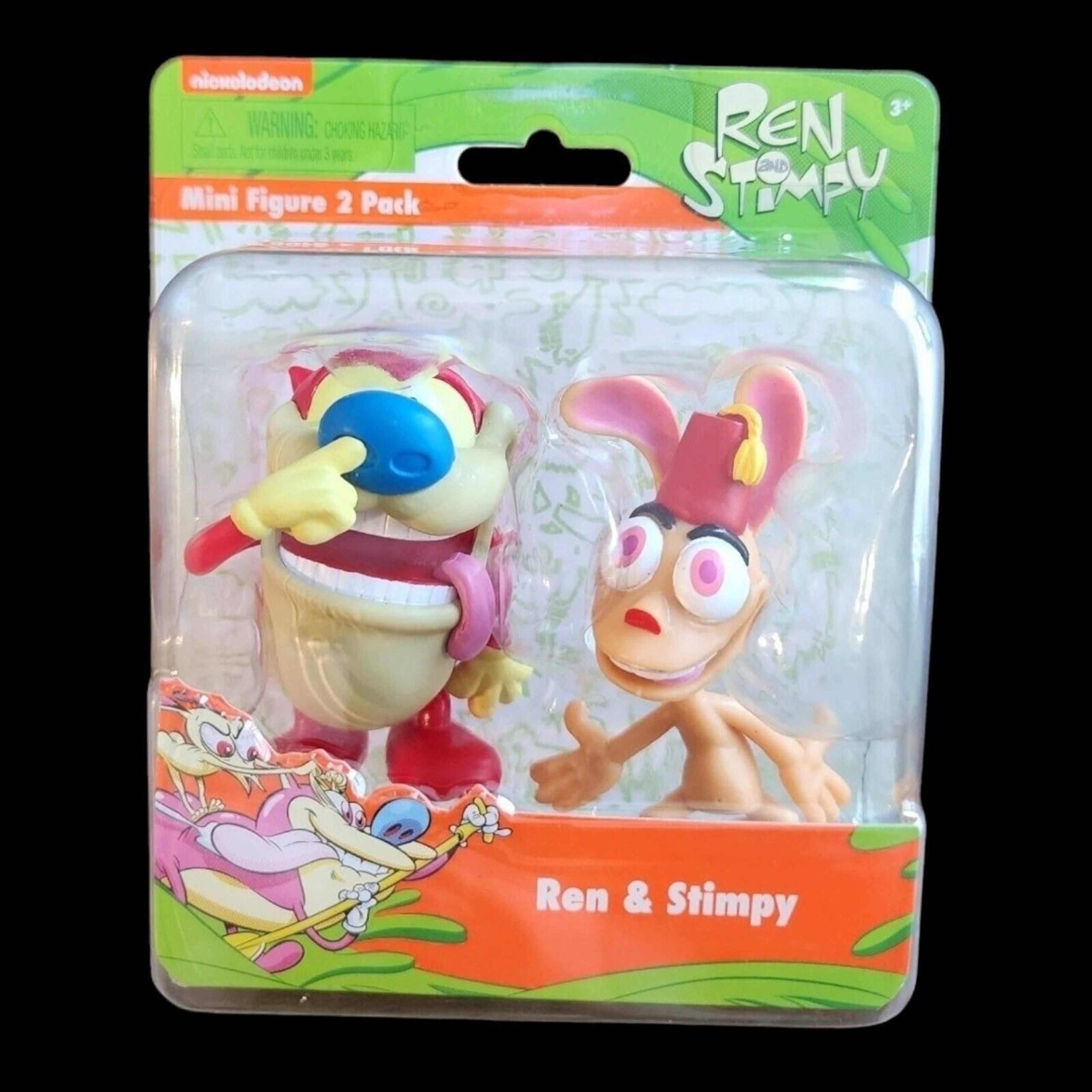 90s Nickelodeon Ren & Stimpy Mini Figures 2 Pack | 2" Tall | NIB