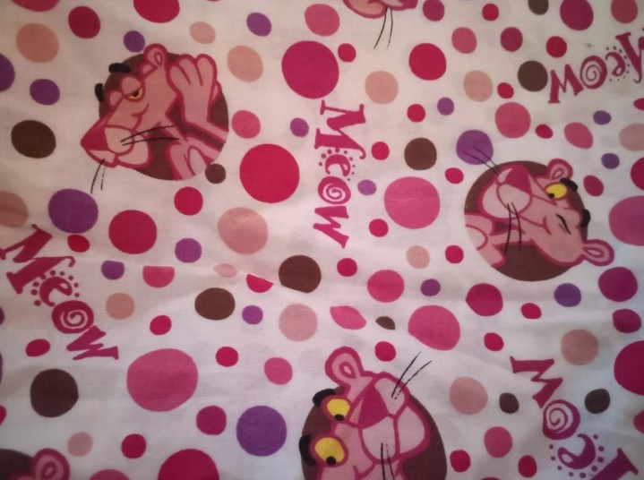 The Pink Panther Meow Polka Dots VIP Cotton Fabric Material 2.5 Yards Cat Craft