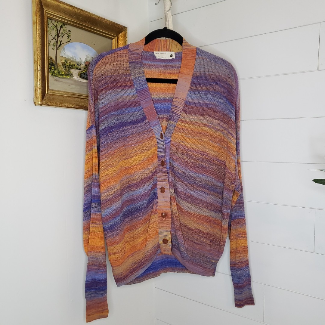 Back Beat Co Space Dye Cardigan Sunset Button Front XL/XXL
