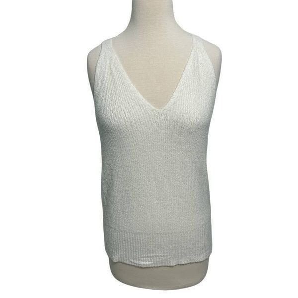 Joie Soft Knit Sweater Tank Top Sleeveless V Neck Top White XL Extra Large