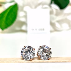 Solid 14 Karat Rose Gold Casting 9mm Cz Earring
