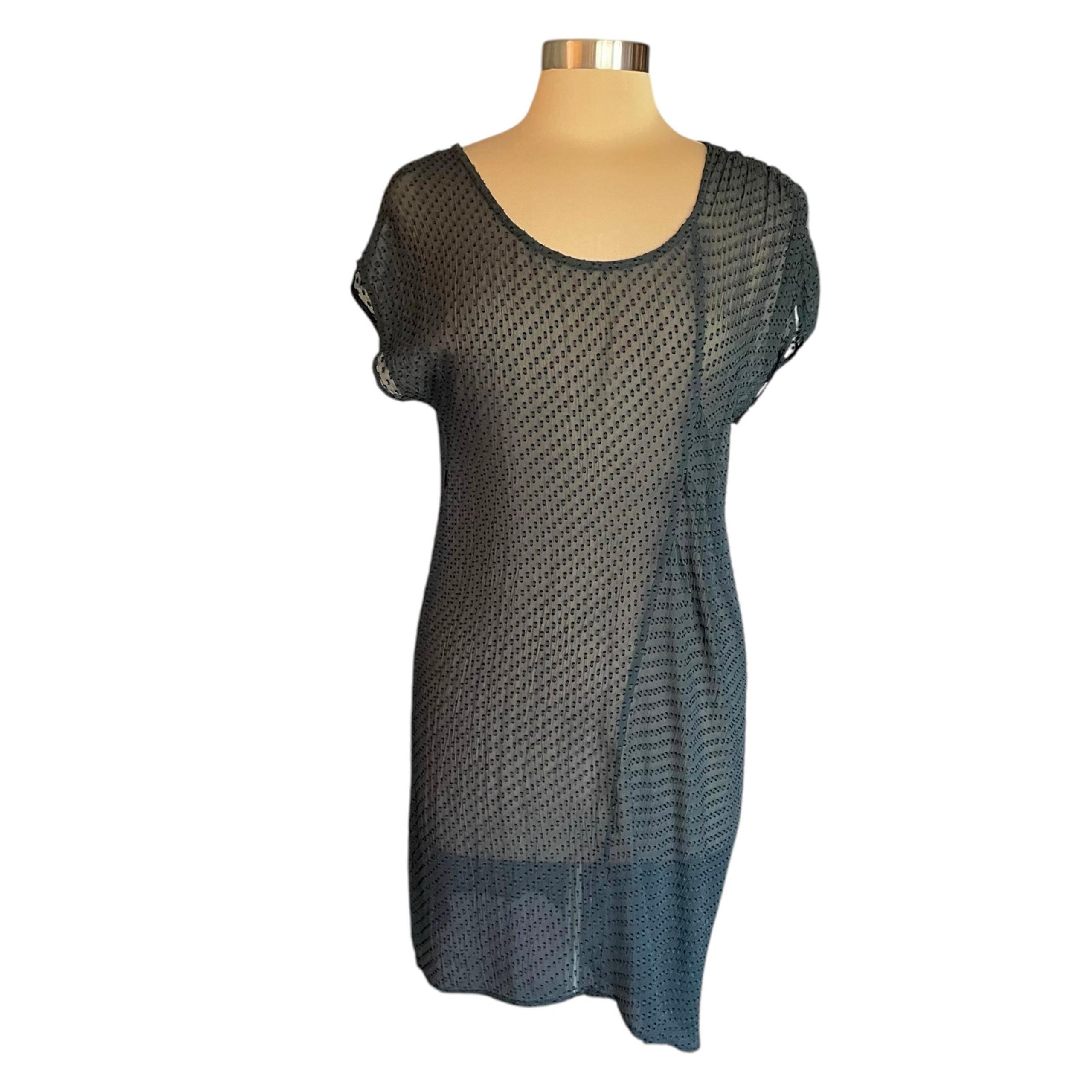Corey Lynn Calter Black Sheer 100% Silk Dress Size XS Swiss Dot Whimsygoth