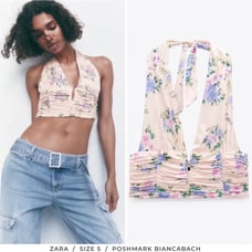 NWT ZARA Floral Halter Top Size S