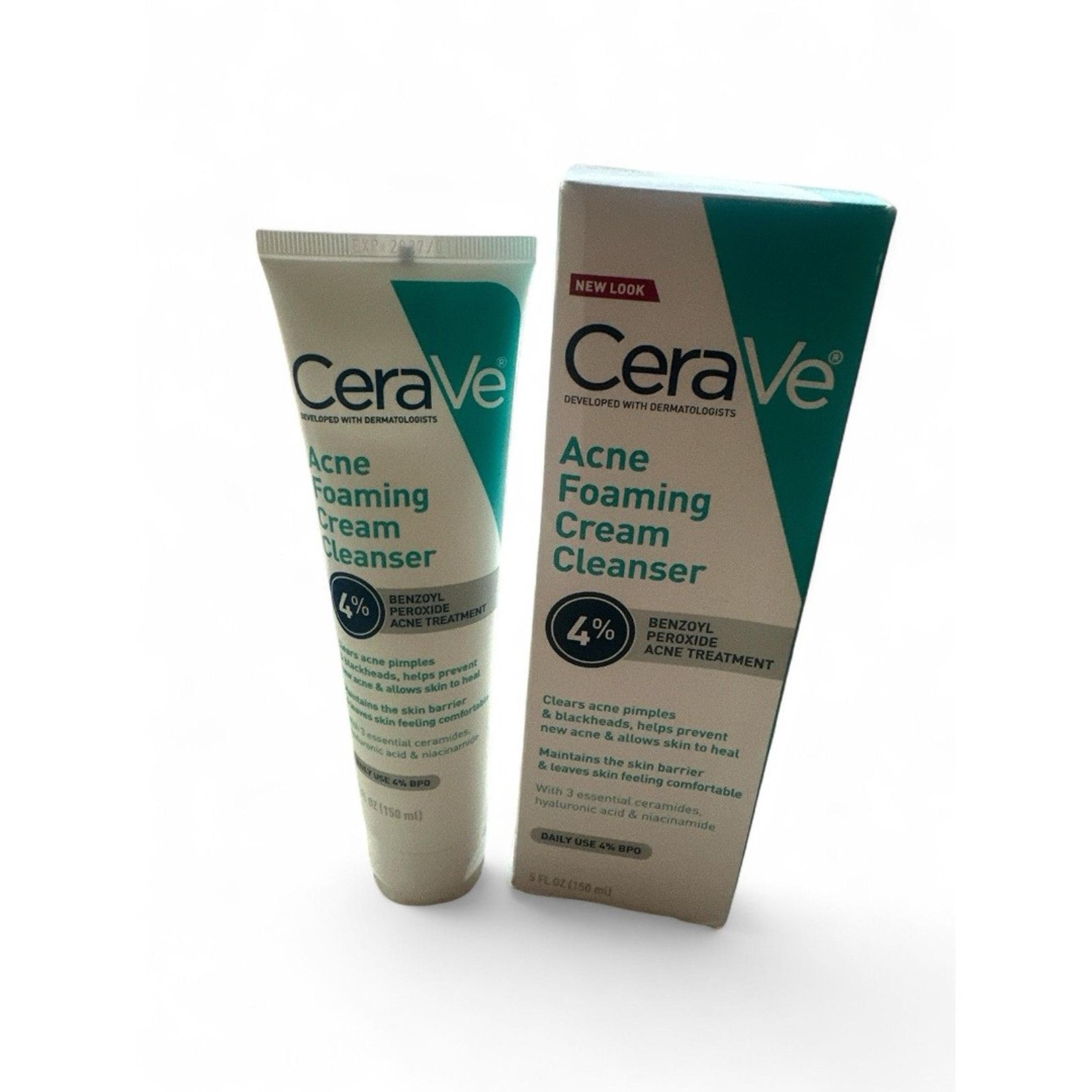 CeraVe Face Cream Acne Foaming Cleanser 4% Benzoyl Peroxide 5FL OZ EXP 01/27
