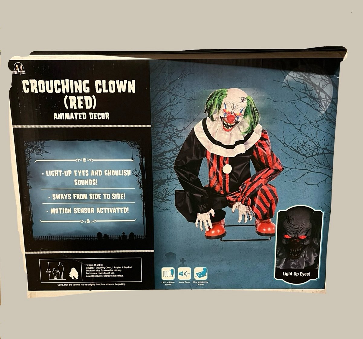 Morris Costumes SVI Red Crouching Clown Halloween Animatronic
