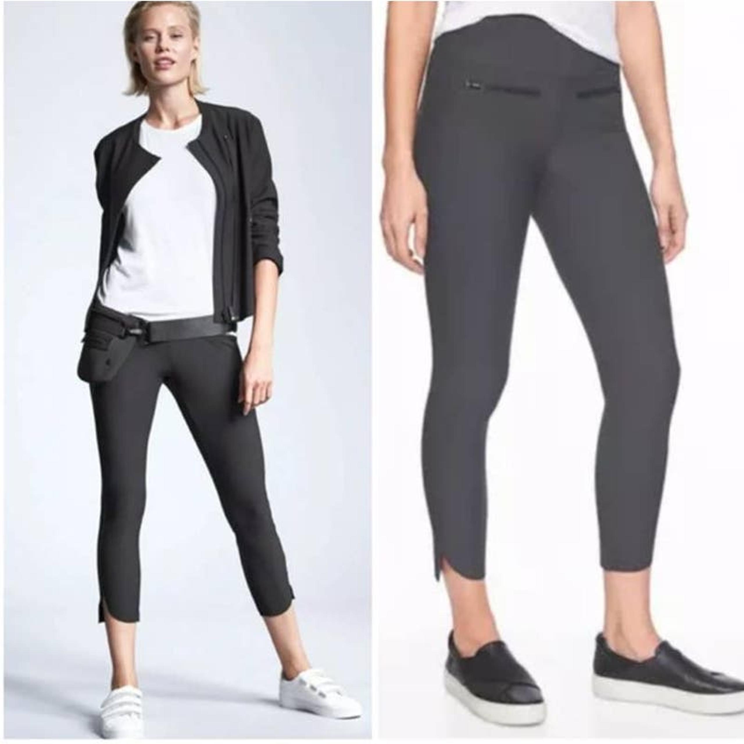 Athleta Women's Medium Steller Crop Travel Pants Pull On Charcoal Grey