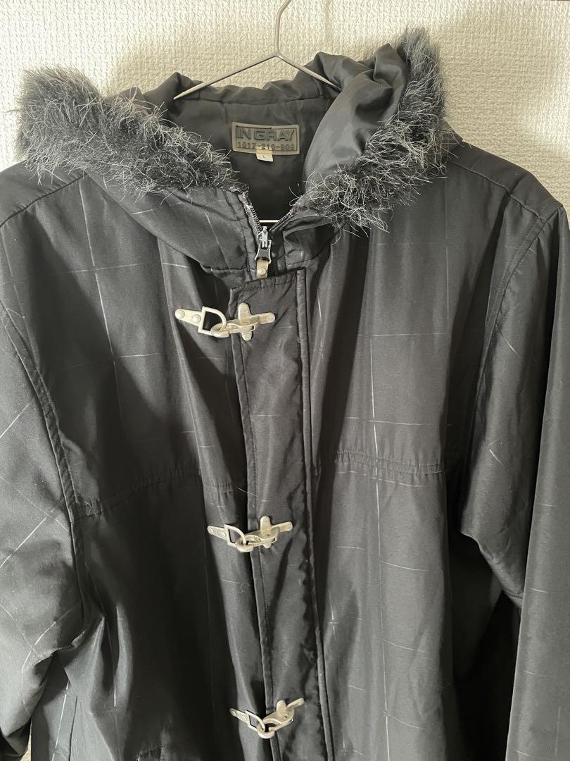話題の行列 Jacket Hooded Fur Black Opium Grunge Y2K ジャケット・アウター