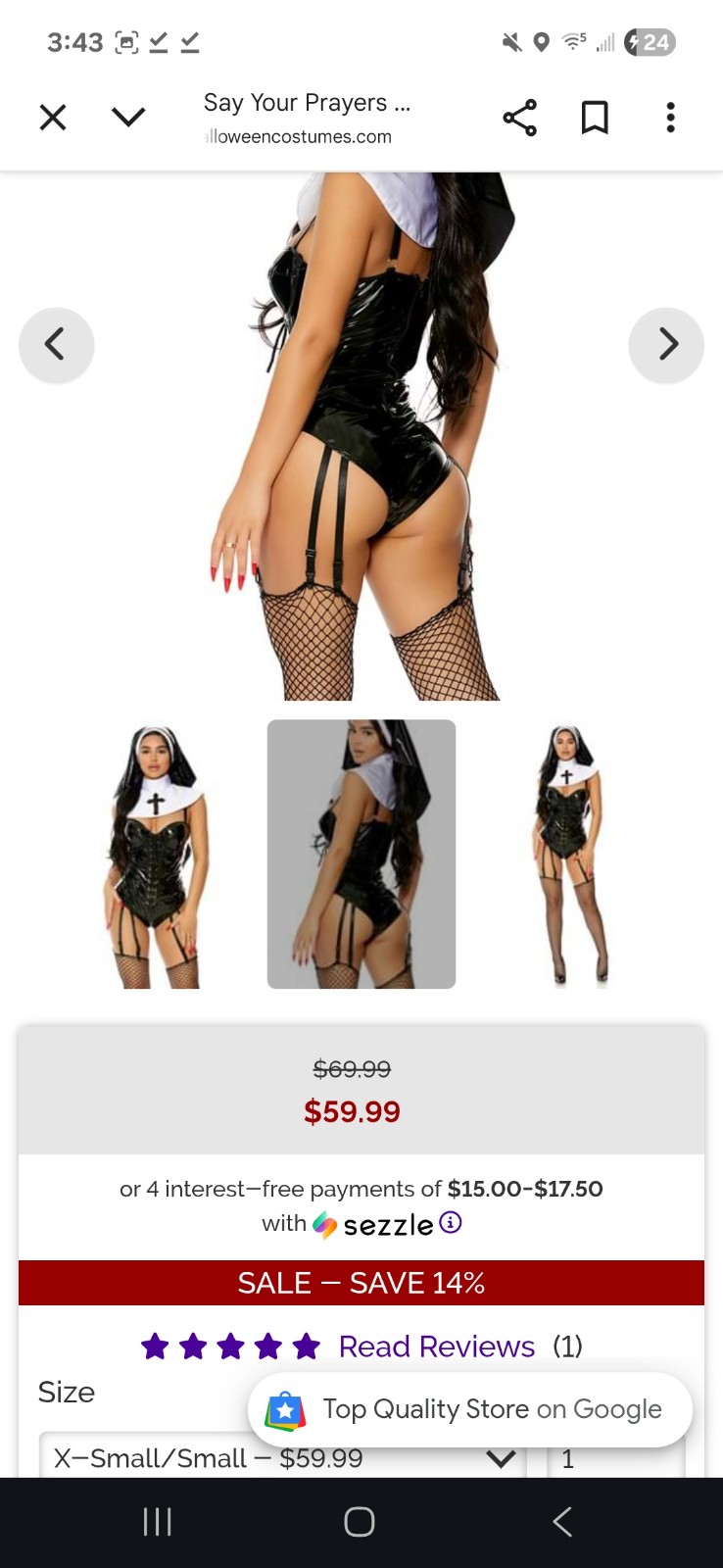 Forplay Say your prayers lingerie Nun costume xs